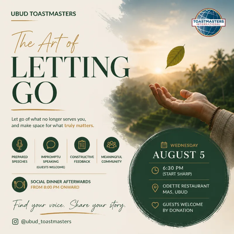 Ubud Public Speaking Night · The Art Of Letting Go